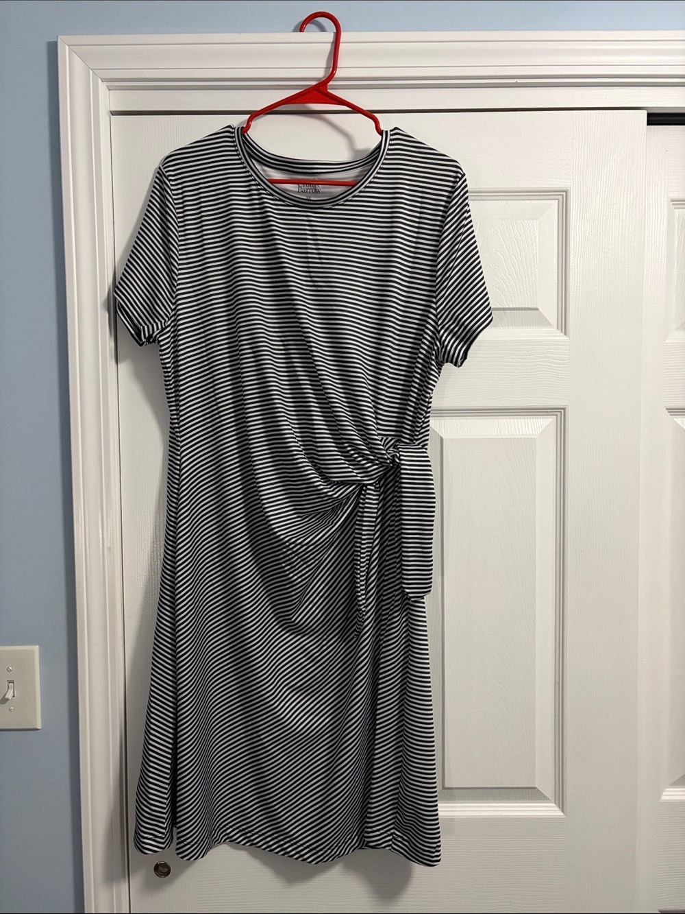 croft & barrow Black and White Striped Side Knot Dress